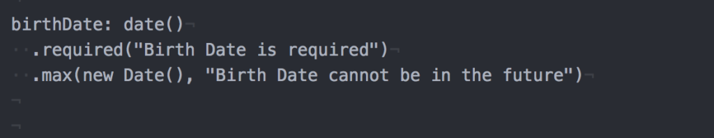 Sample: Birth Date is required and cannot be in the future