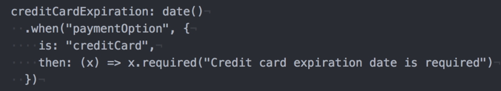 Sample: When you chose to pay with a credit card, then the expiration date is required